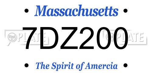 7DZ200 Massachusetts License Plate