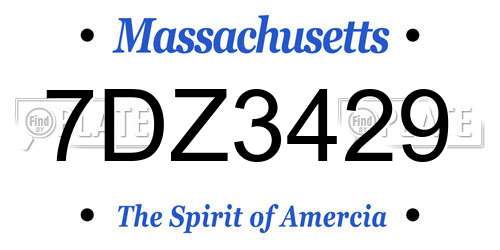 7DZ3429 Massachusetts License Plate
