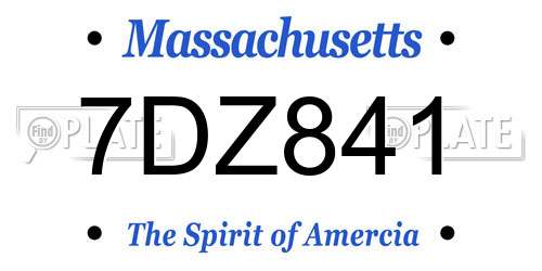 7DZ841 Massachusetts License Plate