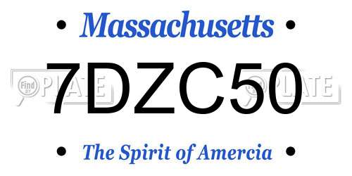 7DZC50 Massachusetts License Plate