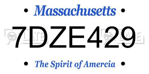 7DZE429 Massachusetts License Plate