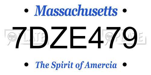 7DZE479 Massachusetts License Plate