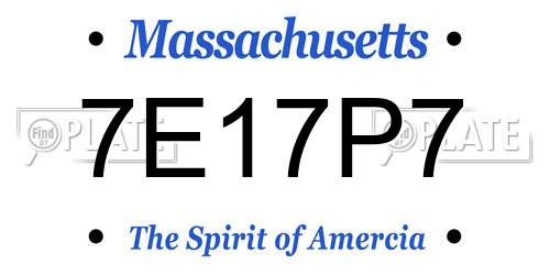7E17P7 Massachusetts License Plate