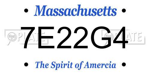 7E22G4 Massachusetts License Plate