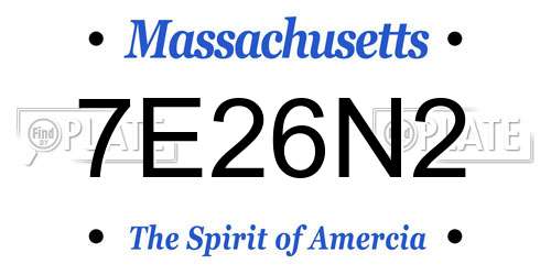 7E26N2 Massachusetts License Plate