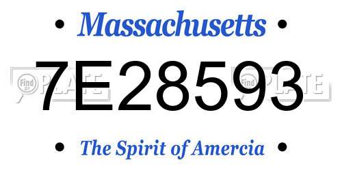 7E28593 Massachusetts License Plate