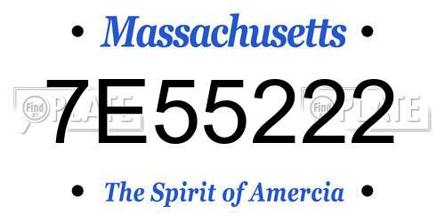 7E55222 Massachusetts License Plate