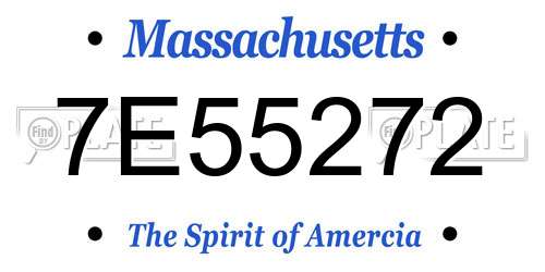 7E55272 Massachusetts License Plate