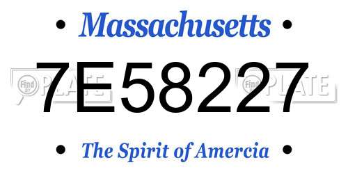 7E58227 Massachusetts License Plate