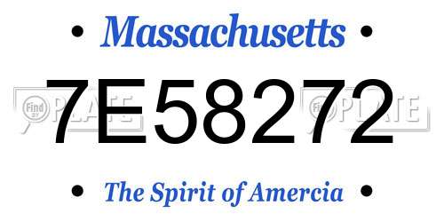 7E58272 Massachusetts License Plate