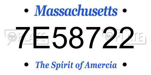 7E58722 Massachusetts License Plate