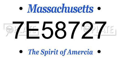 7E58727 Massachusetts License Plate
