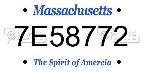 7E58772 Massachusetts License Plate