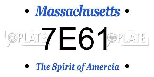 7E61 Massachusetts License Plate