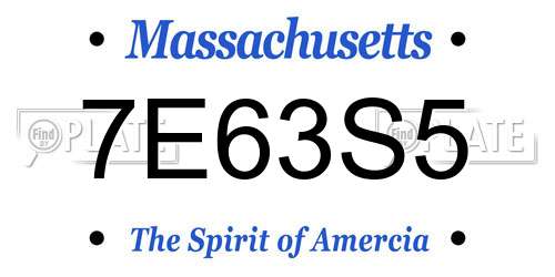 7E63S5 Massachusetts License Plate