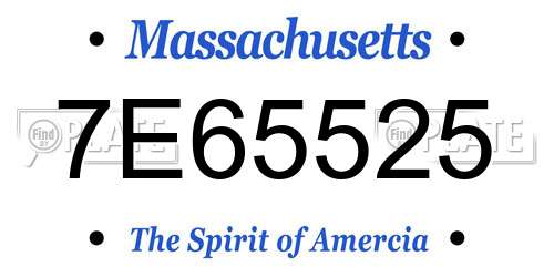7E65525 Massachusetts License Plate