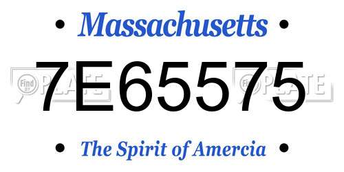 7E65575 Massachusetts License Plate