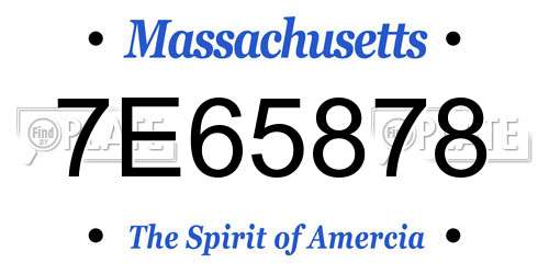 7E65878 Massachusetts License Plate
