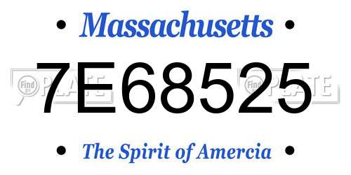 7E68525 Massachusetts License Plate