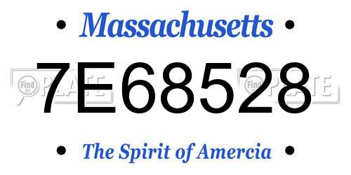 7E68528 Massachusetts License Plate