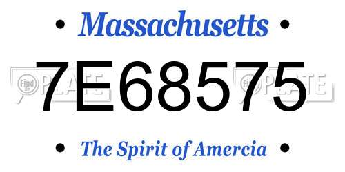 7E68575 Massachusetts License Plate