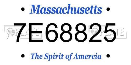 7E68825 Massachusetts License Plate