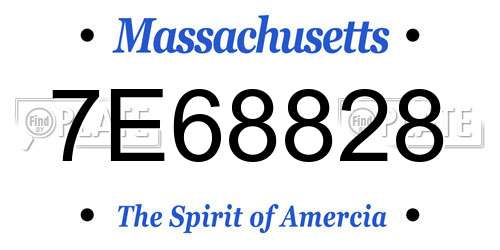 7E68828 Massachusetts License Plate