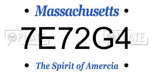 7E72G4 Massachusetts License Plate