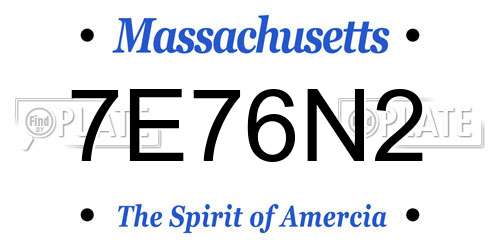 7E76N2 Massachusetts License Plate
