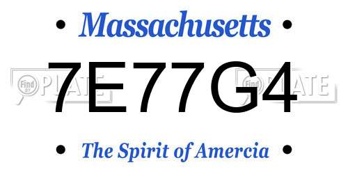 7E77G4 Massachusetts License Plate