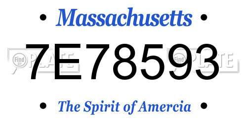 7E78593 Massachusetts License Plate