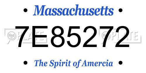 7E85272 Massachusetts License Plate