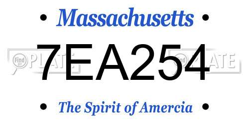 7EA254 Massachusetts License Plate