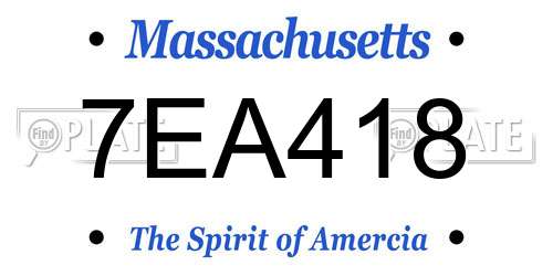 7EA418 Massachusetts License Plate