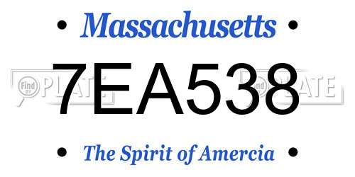 7EA538 Massachusetts License Plate