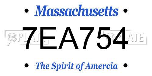 7EA754 Massachusetts License Plate