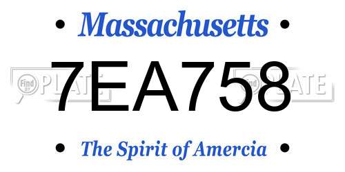 7EA758 Massachusetts License Plate