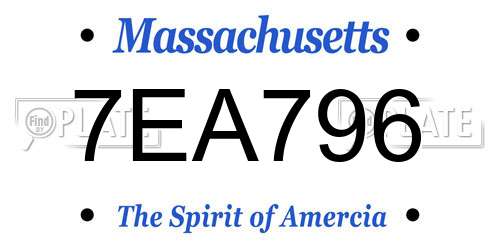 7EA796 Massachusetts License Plate