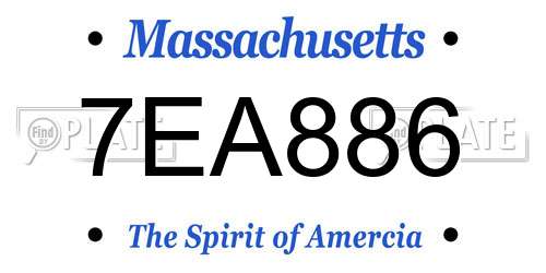 7EA886 Massachusetts License Plate