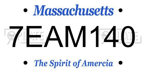 7EAM140 Massachusetts License Plate