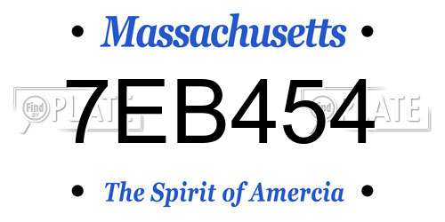 7EB454 Massachusetts License Plate