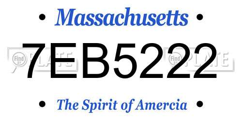 7EB5222 Massachusetts License Plate