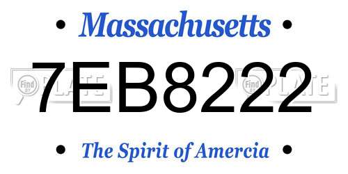 7EB8222 Massachusetts License Plate