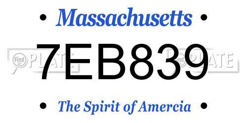 7EB839 Massachusetts License Plate