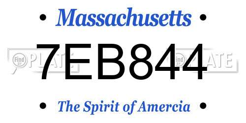 7EB844 Massachusetts License Plate