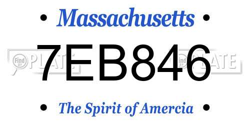 7EB846 Massachusetts License Plate
