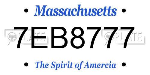 7EB8777 Massachusetts License Plate