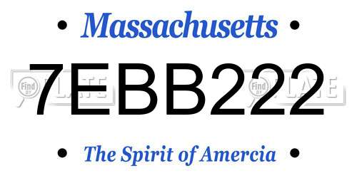 7EBB222 Massachusetts License Plate