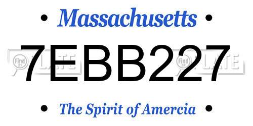 7EBB227 Massachusetts License Plate