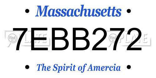 7EBB272 Massachusetts License Plate